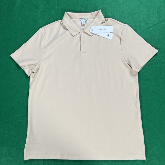Calvin Klein Polo Shirt button down  Size Large Irish cream Beige - Picture 1 of 7